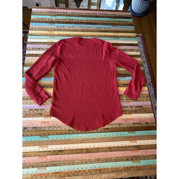 HOLLISTER M MENS 90s Y2k Waffle Knit Thermal Shirt Red Long Sleeve Abercrombie - Picture 2 of 8